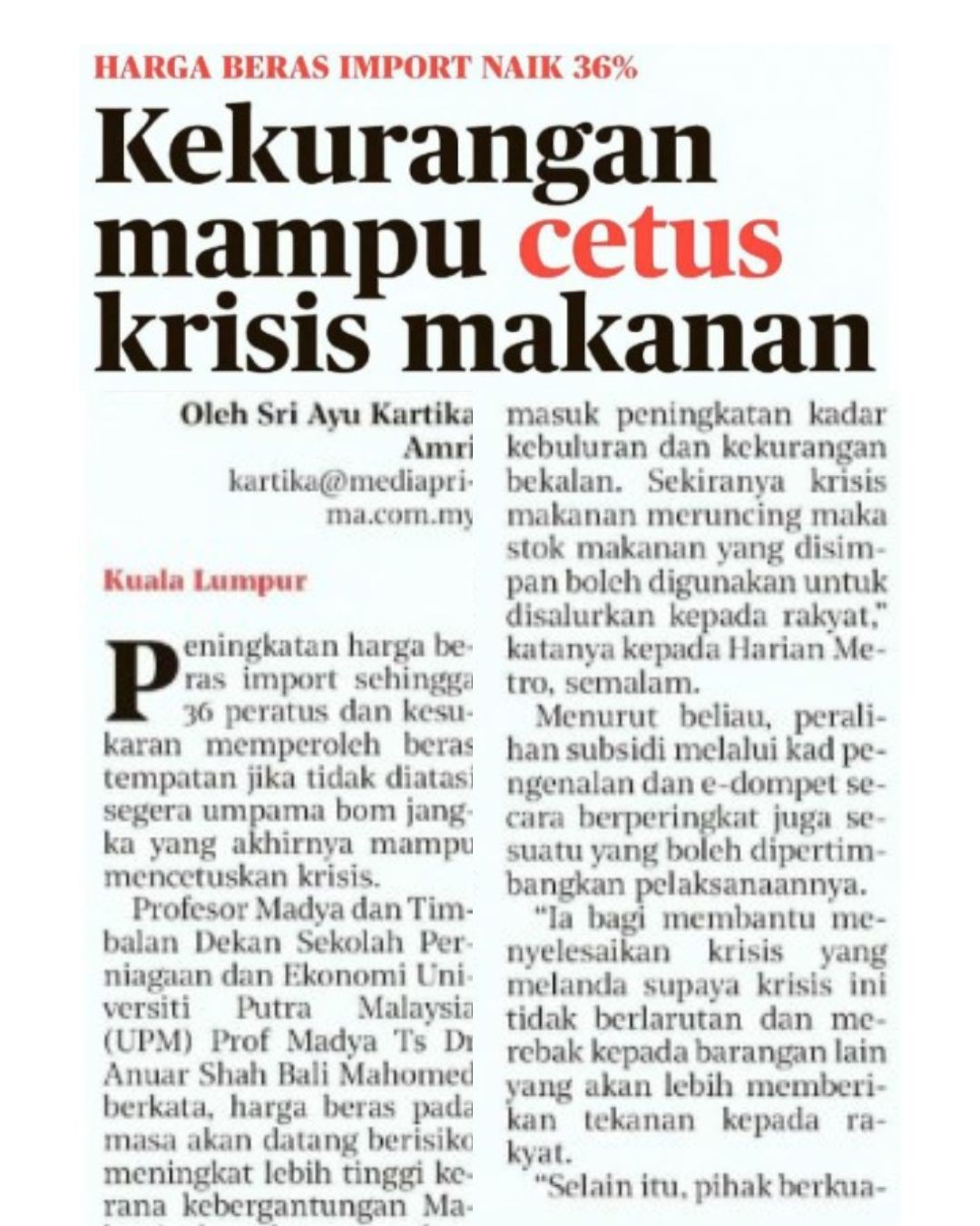 Keratan Akhbar Ekonomi